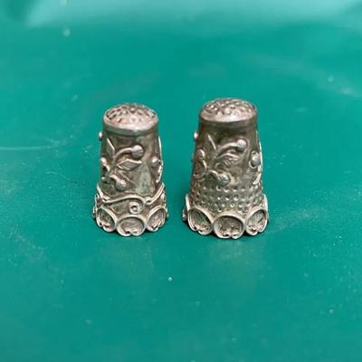 2 ornate silver thimbles stamped taxo 925
