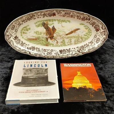 Us iconography collection platter and books