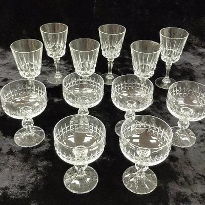 Crystal champagne and wine glasses