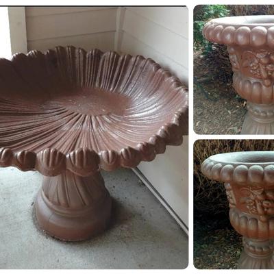 Substantial concrete garden trio