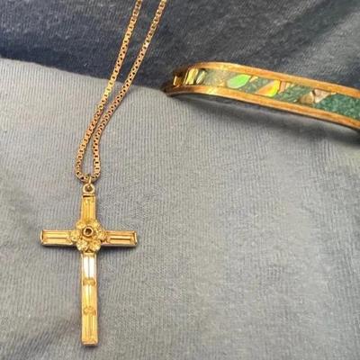 Silver Cross And Bracelet
