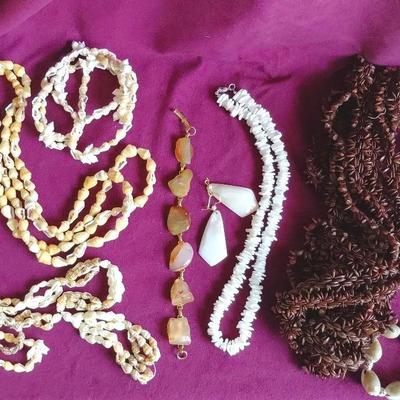 Natural shell and rock jewelry