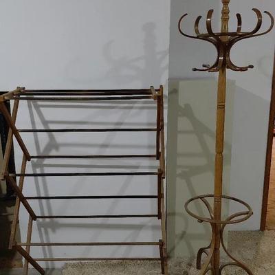 Wood clothing dryer and wood coat rack