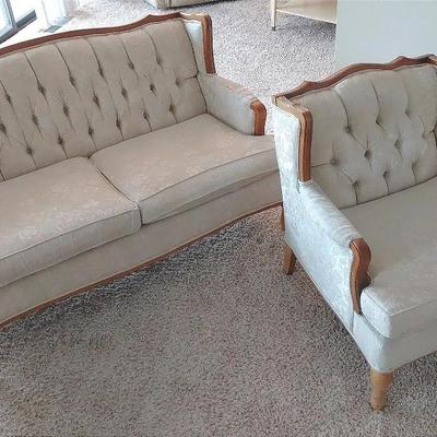 French provincial settee and side chair