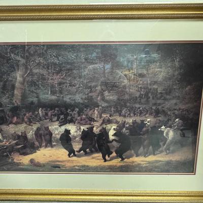 Two large scale prints bears and a barrister