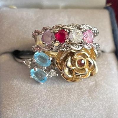 Three gold plated rings