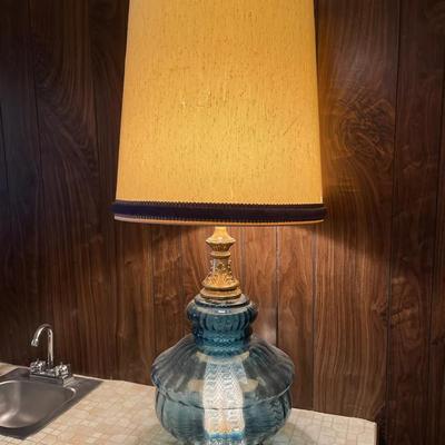 Multi light statement glass and brass lamp