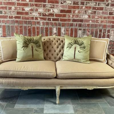 French Provincial Butter Yellow Sofa