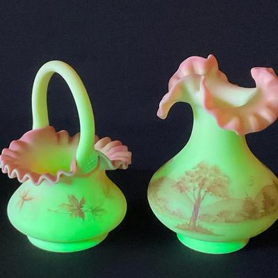 Fenton Burmese Glass Vase And Basket