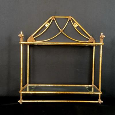 French Inspired Gold Metal And Glass Shelf