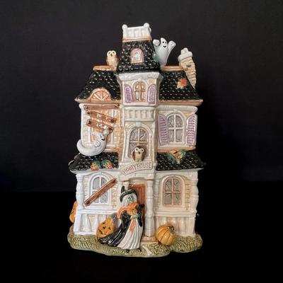 Fitz & Floyd Halloween Harvest Haunted House Cookie Jar 