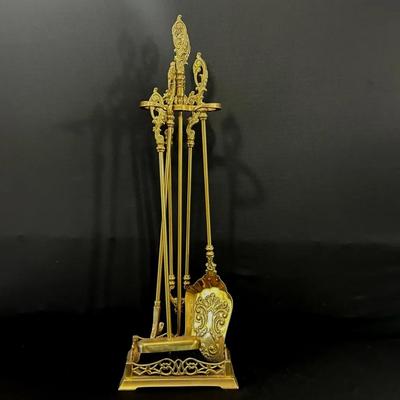 Brass Five-Piece Fireplace Set