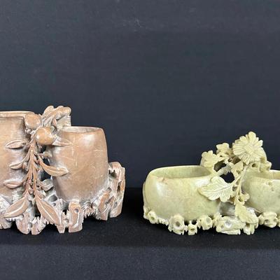 Chinese Soapstone Double Bud Vases