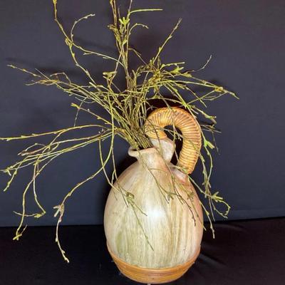 Ceramic Vase With Wicker Handle