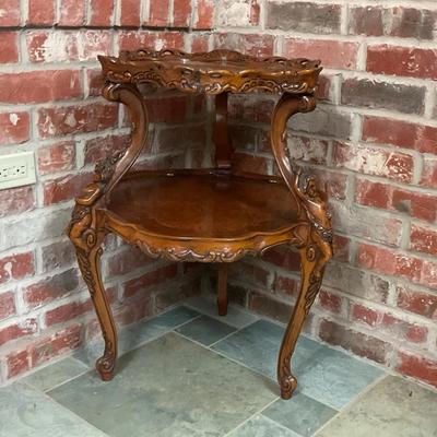 Marquerty & Cupid Carved Two Tier Table