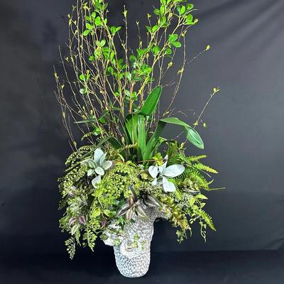 Ceramic Vase & Greenery Arrangement