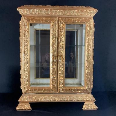 Gilt Wood & Beveled Glass Display Cabinet