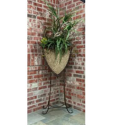Faux Tropical Arrangement In Metal Stand