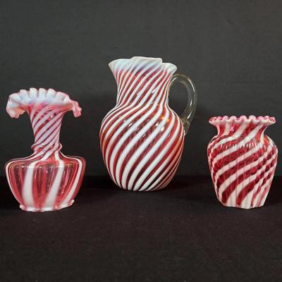 Cranberry Opalescent Swirl Glass