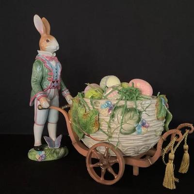 Fitz & Floyd Old World Rabbits Centerpiece Cachepot 