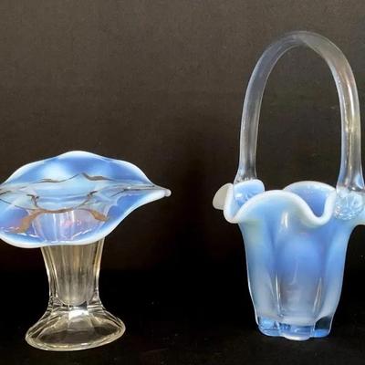 Duncan & Miller Glass Basket, Jack In The Pulpit Vase