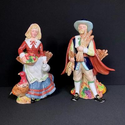 Fitz & Floyd Harvest Heritage Pilgrim Candleholders