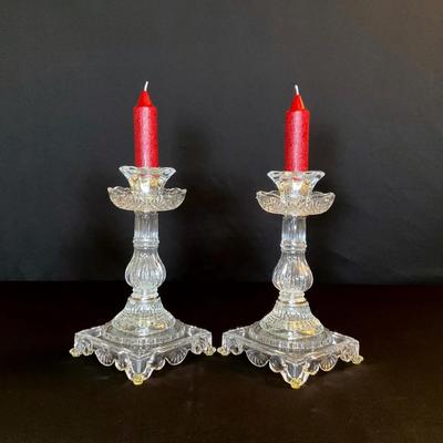 Pair Of Cut Crystal Candleholders