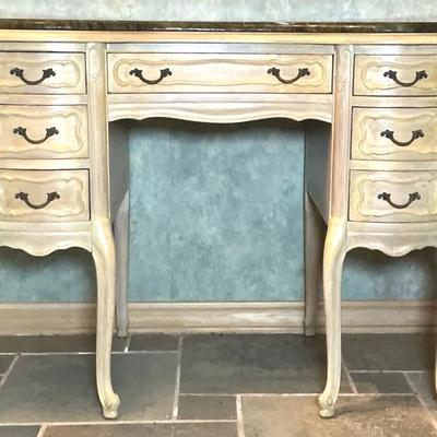 French Marble Top Provincial Style Kidney Shaped Vanity 