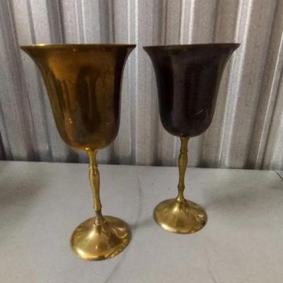 Vintage Solid Brass Wine Goblets