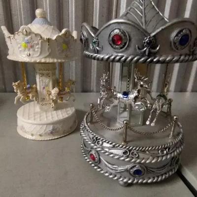 Jeweled And Porcelain Carousel Music Boxes