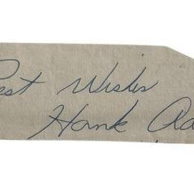 Lot 065   
Hank Aaron Signed Index Card