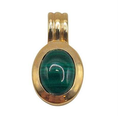 Lot 008   
14K Yellow Gold Malachite Pendant