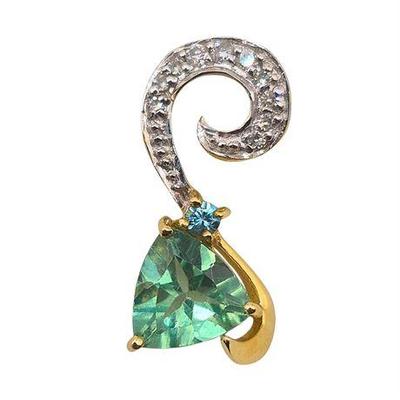Lot 017  
14K Yellow & White Gold Mint Green Tourmaline Pendant