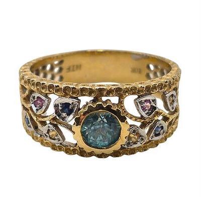 Lot 013   
10K Yellow& White Gold Aquamarine Bezel Set Ring