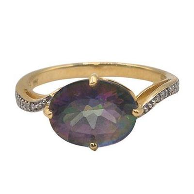 Lot 038   
14K Yellow & White Gold Mystic Quartz & Diamond Ring