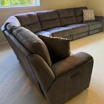 Large Sofa Sectional (Blue/Gray), Corinthian Dual Power Recliners