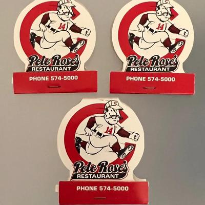 3 - Vintage 1970’s Pete Rose Restaurant Match Books, Cincinnati, Ohio