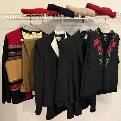 Women’s Vintage Dressier Clothes With Suits (2), Slacks, Sweaters  (11 Total Pieces)