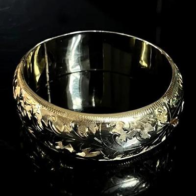 Gold over Sterling Silver Bangle Bracelet 