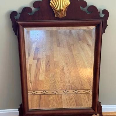 Vintage Chippendale Style Hanging Mirror By Uttermost, With Gold Scallop Detail/Design
