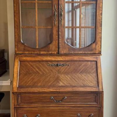 Mahogany Drop Front Secretary Desk With Hutch