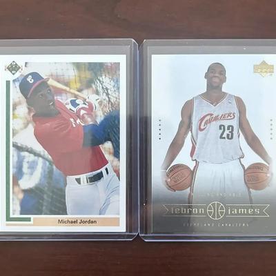 Michael Jordan 1991 Baseball and Lebron James Upper Deck Rookie Cards