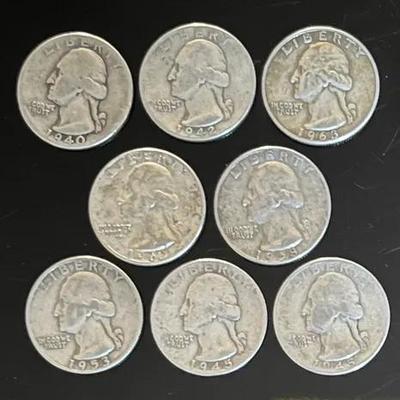 Washington Silver Quarters (8) 90% Silver 