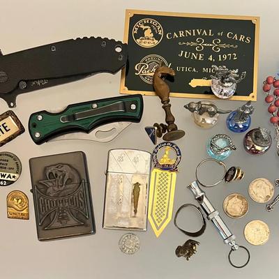 Junk Drawer Find, Pocket Knives, Zippo Lighter, Silver Dimes +++