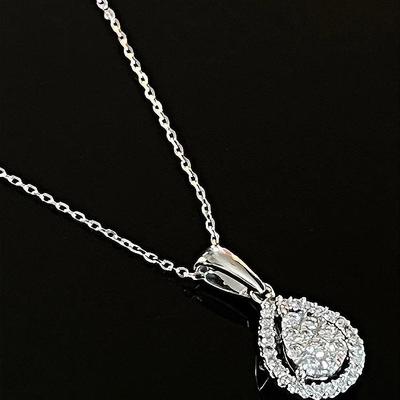 10K White Gold Chain with 10K Moissanite Pendant 