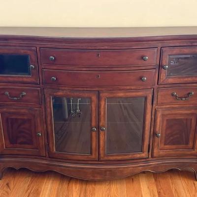 Large Dark Wood Buffet Or Sideboard With Storage