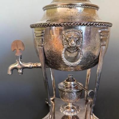 Gorgeous Vintage English Silverplate Coffee Urn W/ Menorah Hallmark By Barker-Ellis