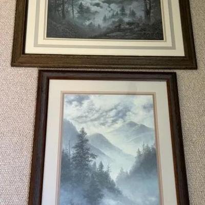 Pair (2) Art Prints, Smoky Mountains, Signed By Lee Roberson