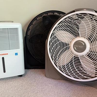 Home Comfort Appliances (3) With Sylvania Dehumidifier & Adjustable Fans