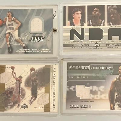 4 - Collectible Jersey Relic Basketball Cards 
